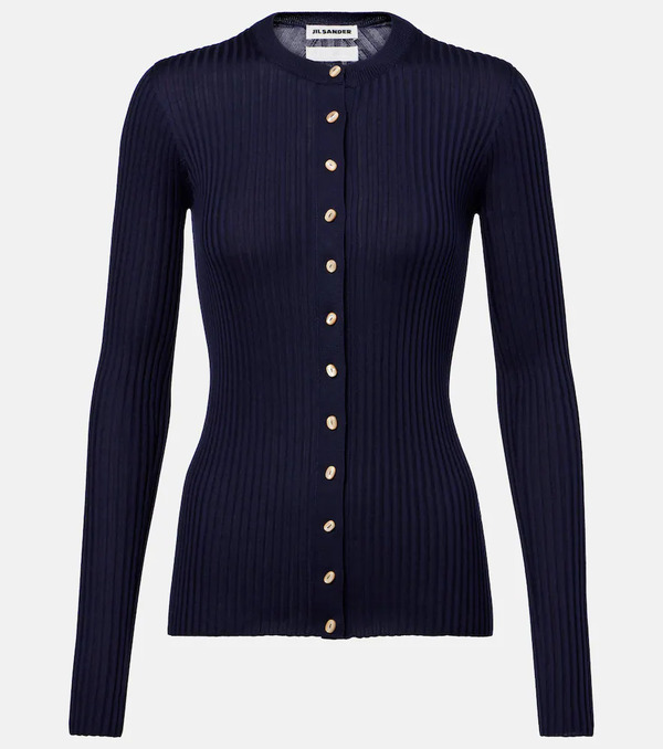  Jil Sander Jil Sander Ribbed-knit Silk Cardigan 