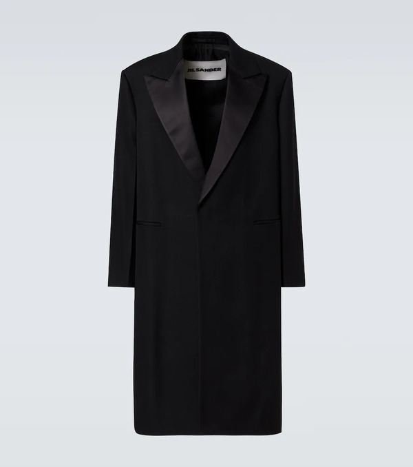  Jil Sander Jil Sander Silk-trimmed Wool Coat 