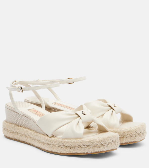  Jimmy Choo Jimmy Choo Aella Leather Espadrille Wedge Sandals 