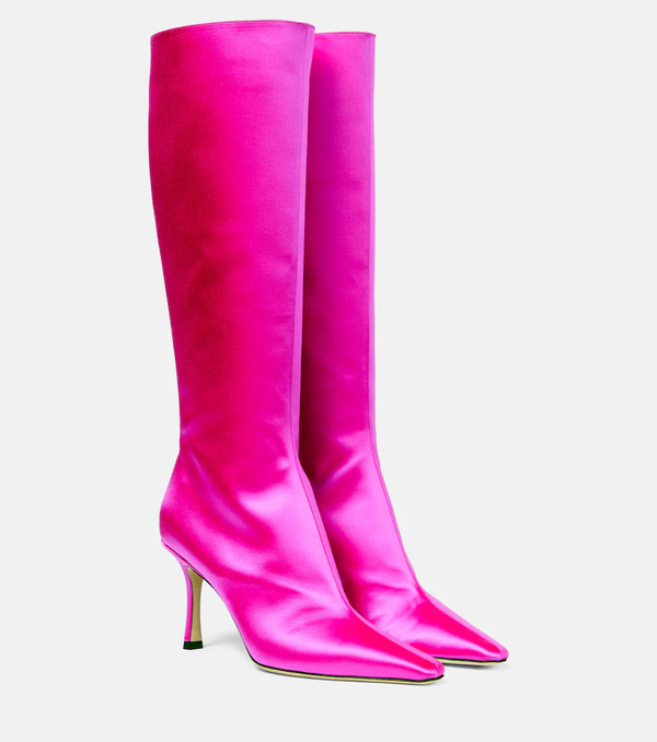  Jimmy Choo Jimmy Choo Agathe 85 Satin Knee-high Boots 