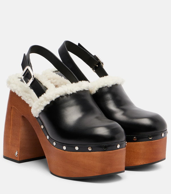  Jimmy Choo Jimmy Choo Alida 135 Leather Platform Clogs 