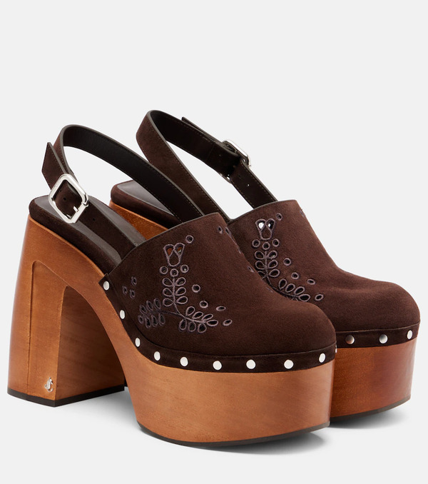  Jimmy Choo Jimmy Choo Alida 135 Suede Platform Clogs 