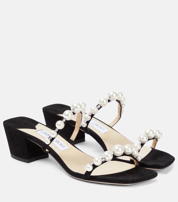  Jimmy Choo Jimmy Choo Amara 45 Embellished Suede Sandals 