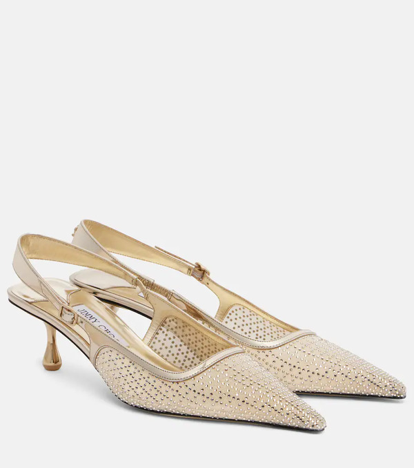  Jimmy Choo Jimmy Choo Amel 50 Embellished Mesh Slingback Pumps 
