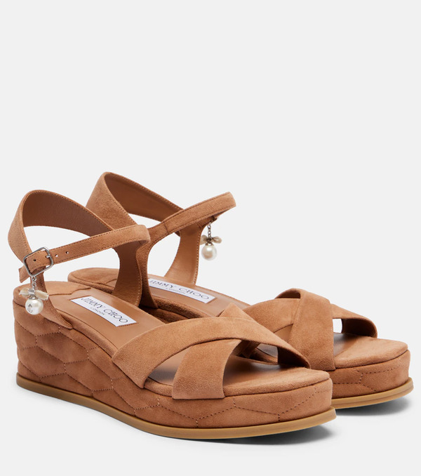  Jimmy Choo Jimmy Choo Astra 60 Suede Wedge Sandals 