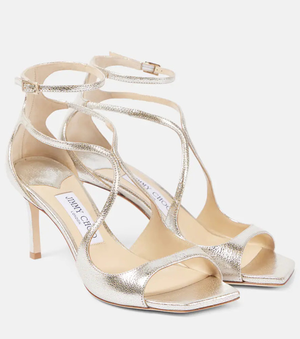  Jimmy Choo Jimmy Choo Azie 75 Glitter Leather Sandals 