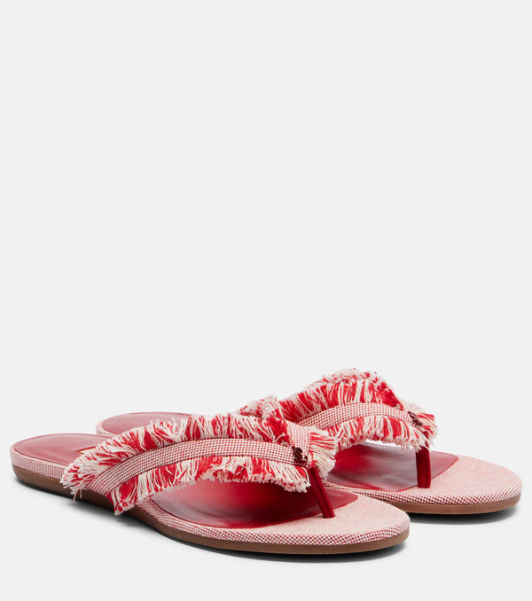  Jimmy Choo Jimmy Choo Bay Fringed Canvas Thong Sandals 