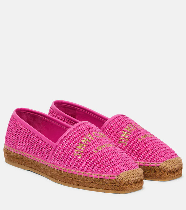  Jimmy Choo Jimmy Choo Brie Flat Logo Raffia Espadrilles 