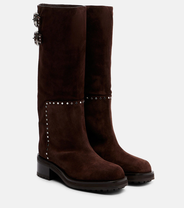  Jimmy Choo Jimmy Choo Brooklyn 50 Studded Suede Knee-high Boots 