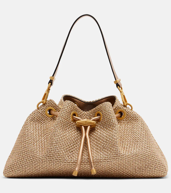  Jimmy Choo Jimmy Choo Cinch Small Raffia-effect Tote Bag 
