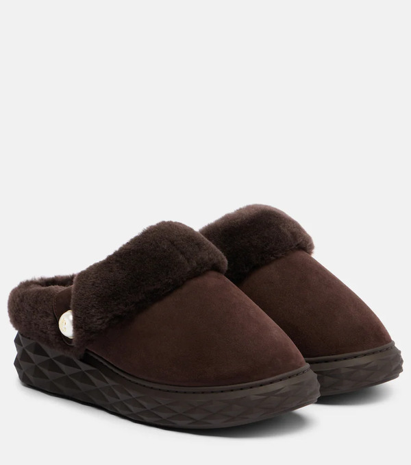  Jimmy Choo Jimmy Choo Diamond Maxi Mule F Suede Slippers 