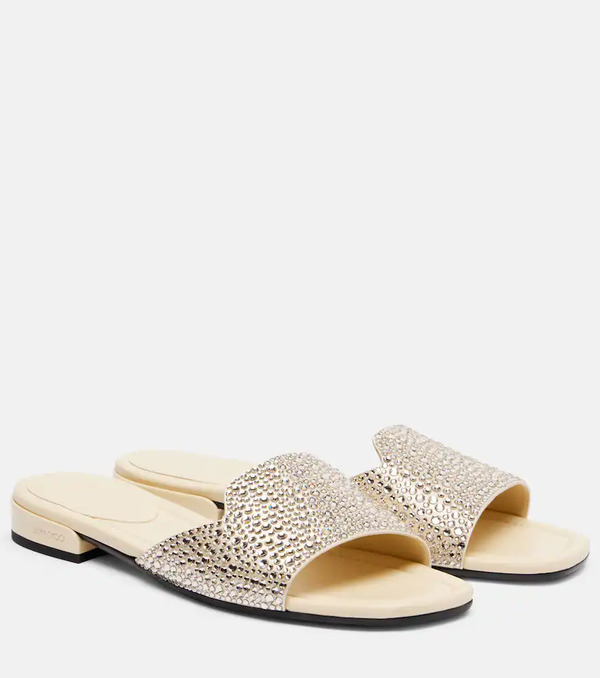  Jimmy Choo Jimmy Choo Dina Embellished Satin Slides 