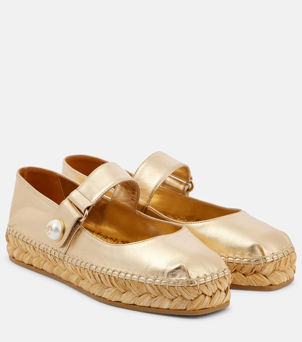  Jimmy Choo Jimmy Choo Fayence Metallic Leather Espadrilles 