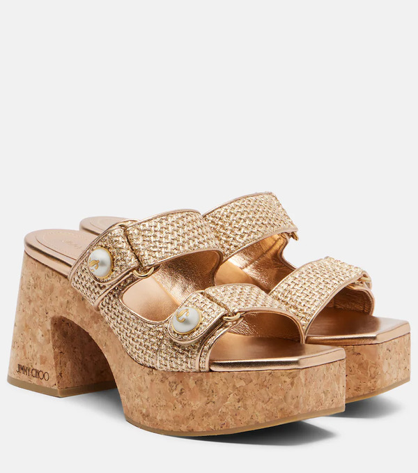  Jimmy Choo Jimmy Choo Fayence Raffia-effect Platform Sandals 