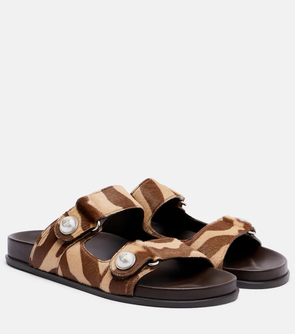  Jimmy Choo Jimmy Choo Fayence Zebra-print Shearling Slides 