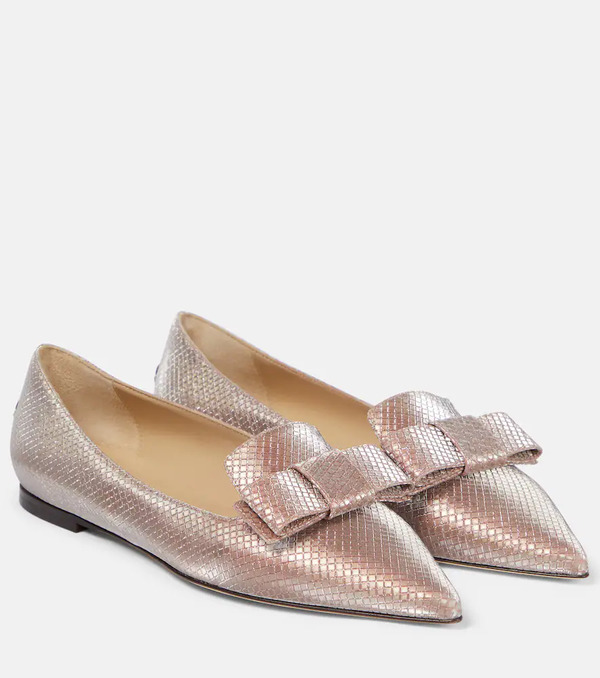  Jimmy Choo Jimmy Choo Gala Bow-embellished Ballet Flats 