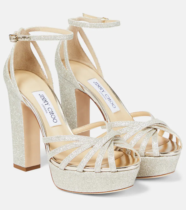  Jimmy Choo Jimmy Choo Isra Glitter Platform Sandals 