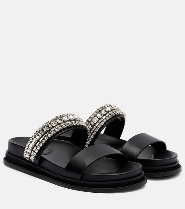  Jimmy Choo Jimmy Choo Jadi Crystal-embellished Leather Slides 