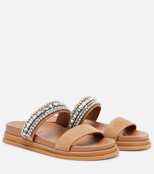  Jimmy Choo Jimmy Choo Jadi Crystal-embellished Suede Slides 