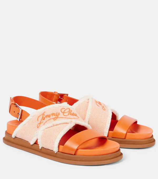  Jimmy Choo Jimmy Choo Joa Canvas And Leather Sandals 
