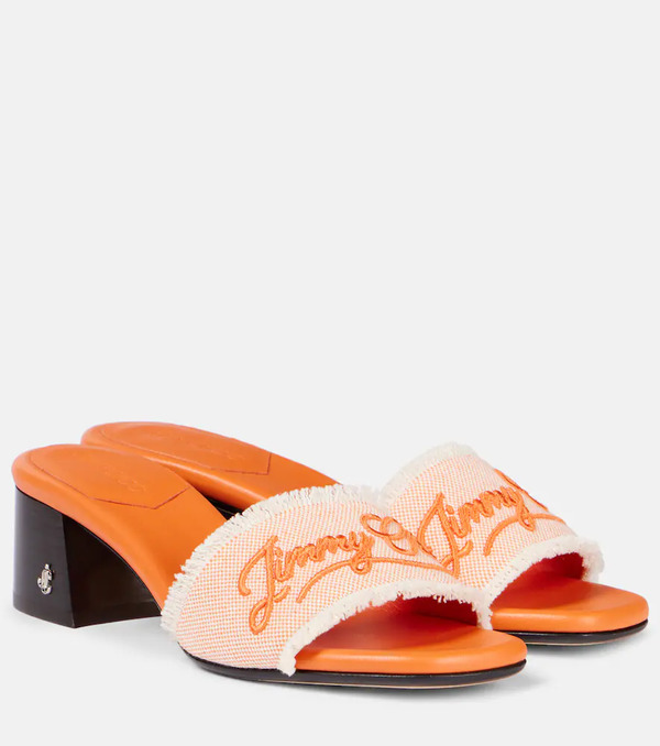  Jimmy Choo Jimmy Choo Joa 45 Embroidered Canvas Mules 