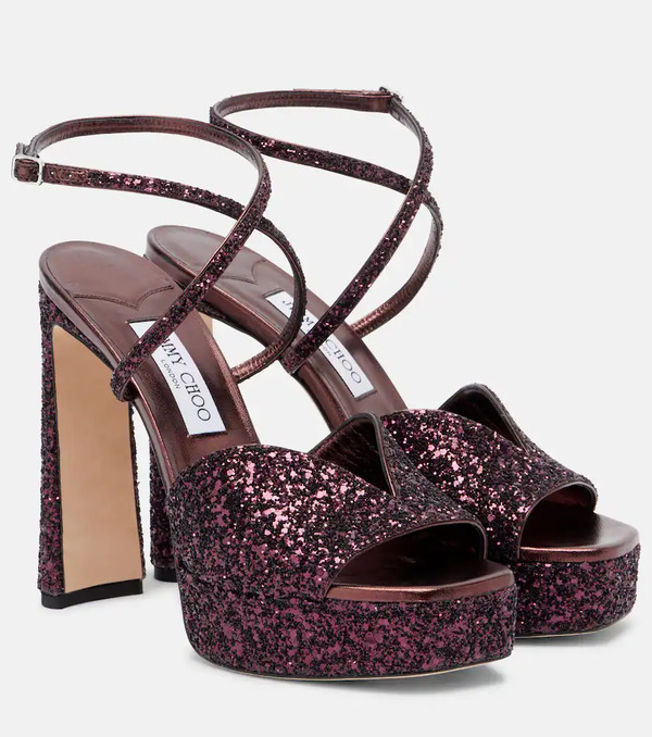  Jimmy Choo Jimmy Choo Karli 125 Glitter Platform Sandals 
