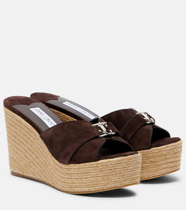  Jimmy Choo Jimmy Choo Leda 100 Suede Espadrille Wedges 