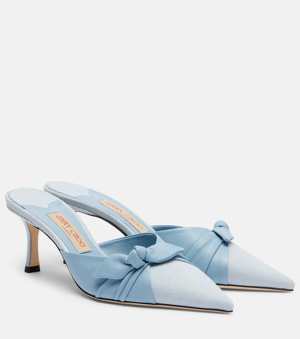  Jimmy Choo Jimmy Choo Livi Leather And Canvas Mules 