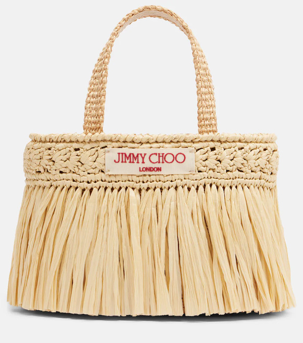 Jimmy Choo Jimmy Choo Mini Fringed Raffia Top-handle Bag 