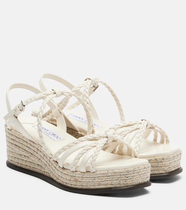  Jimmy Choo Jimmy Choo Nyra Braided Leather Espadrille Wedges 