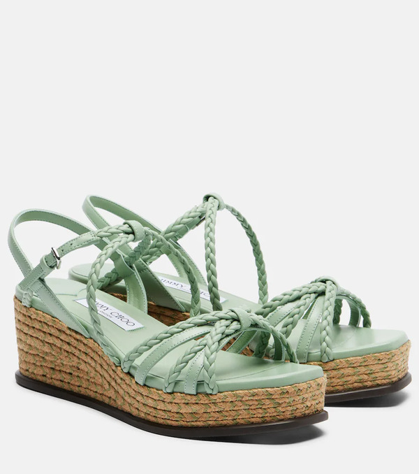  Jimmy Choo Jimmy Choo Nyra Braided Leather Espadrille Wedges 