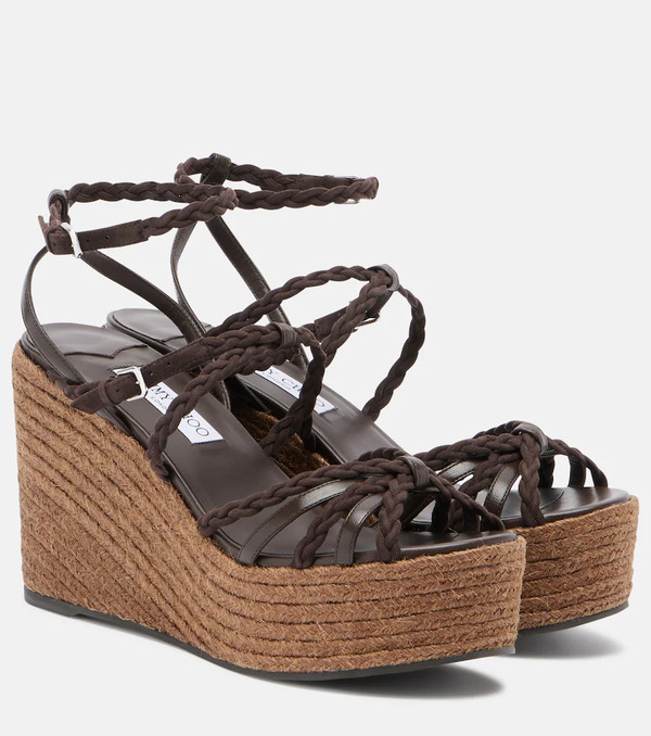  Jimmy Choo Jimmy Choo Nyra Braided Leather Espadrille Wedges 