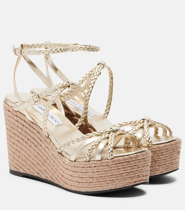  Jimmy Choo Jimmy Choo Nyra Braided Leather Espadrille Wedges 
