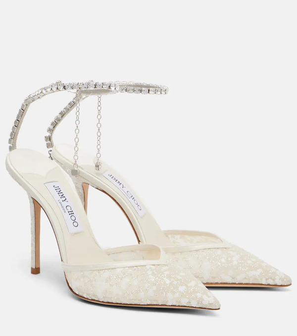  Jimmy Choo Jimmy Choo Saeda 100 Embellished Mesh Pumps 
