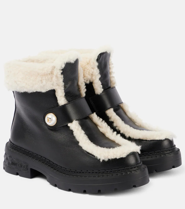  Jimmy Choo Jimmy Choo Shea Shearling-lined Leather Ankle Boots 
