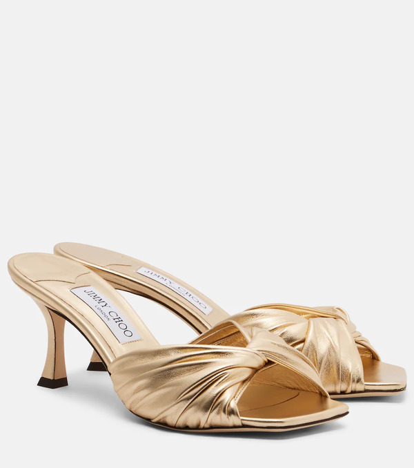  Jimmy Choo Jimmy Choo Skye Metallic Leather Mules 