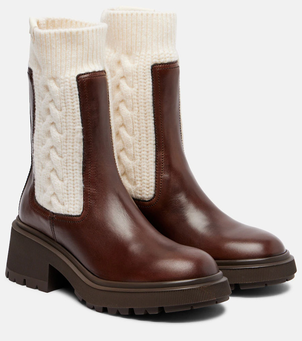  Jimmy Choo Jimmy Choo Tamia Cable-knit Leather Ankle Boots 