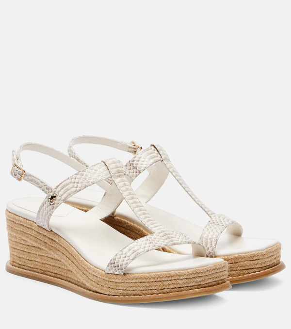  Jimmy Choo Jimmy Choo Theia 100 Leather Espadrille Wedges 