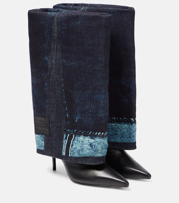  Jimmy Choo Jimmy Choo X Jean Paul Gaultier Leather And Denim Boots 
