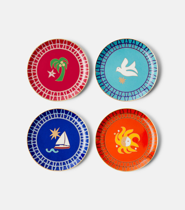  Jonathan Adler Jonathan Adler Playa Set Of 4 Porcelain Dessert Plates 