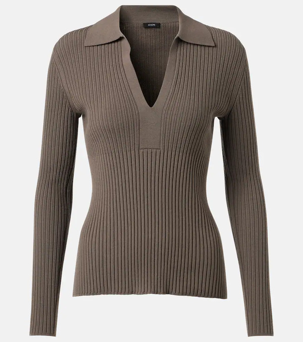  Joseph Joseph Ribbed-knit Wool Polo Shirt 