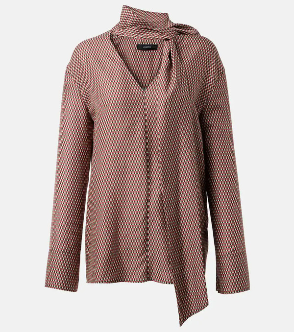 Joseph Joseph Scarf-detail Printed Silk Blouse 