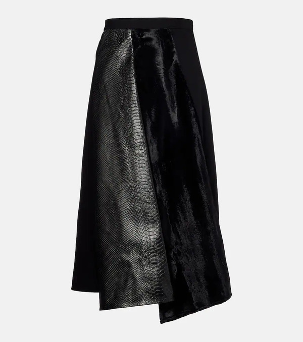  Junya Watanabe Junya Watanabe High-rise Wool-blend Maxi Skirt 