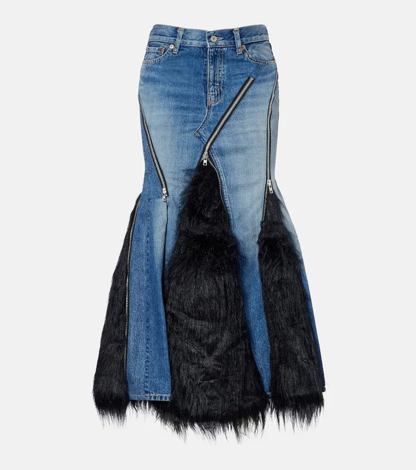  Junya Watanabe Junya Watanabe Low-rise Denim Maxi Skirt 