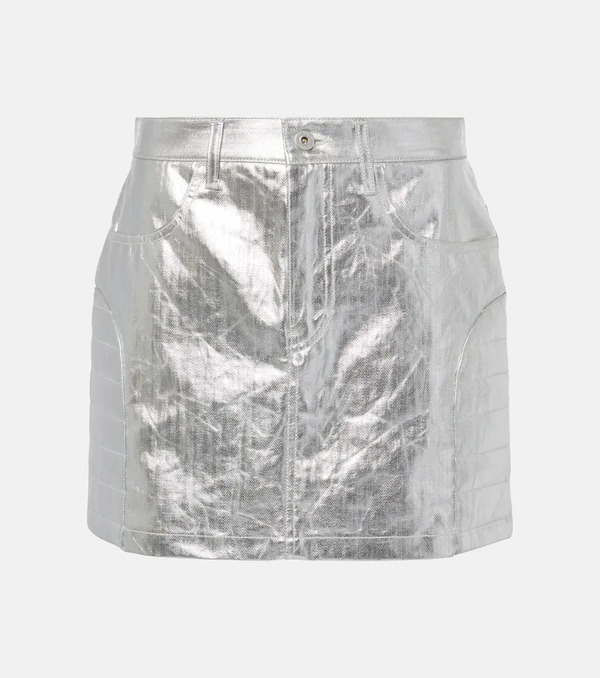  Junya Watanabe Junya Watanabe Metallic-effect Cotton Miniskirt 