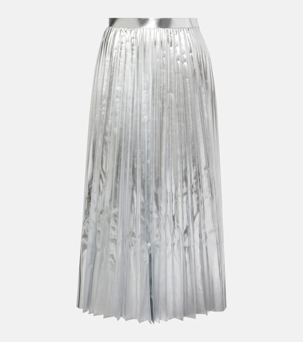  Junya Watanabe Junya Watanabe Pleated Metallic-effect Midi Skirt 