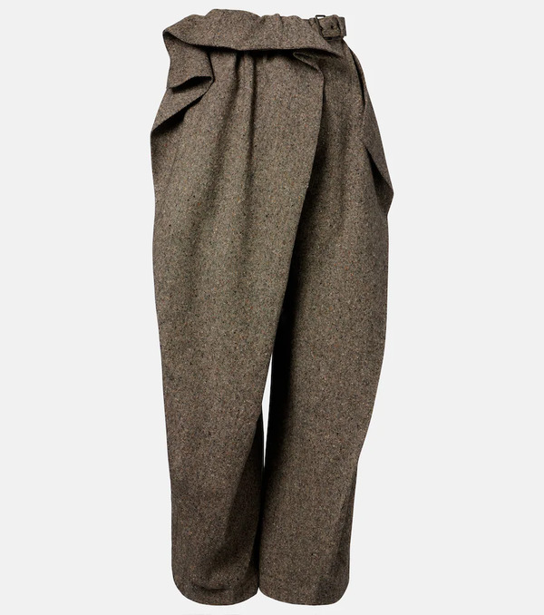  Jw Anderson Jw Anderson Asymmetric Wool Wide-leg Pants 
