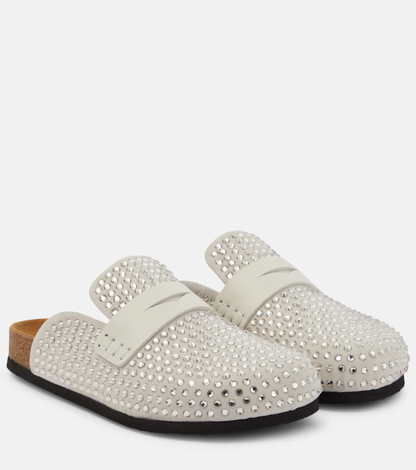  Jw Anderson Jw Anderson Crystal-embellished Suede Slippers 