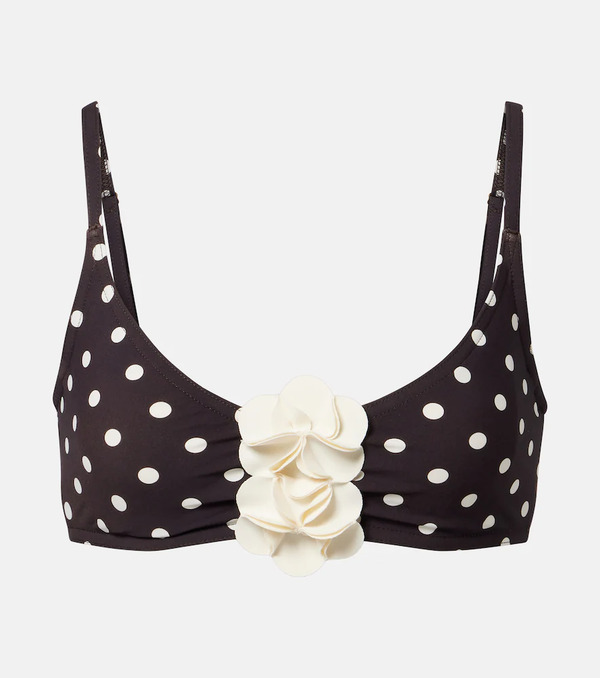  Karla Colletto Karla Colletto Floral-applique Polka-dot Bikini Top 