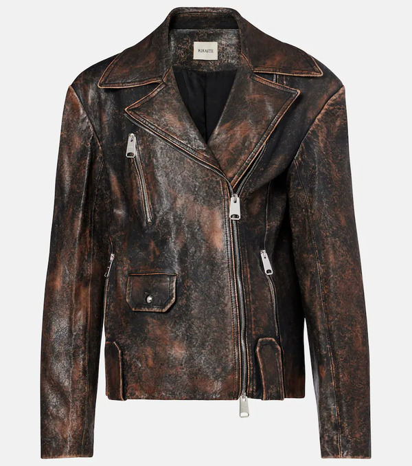  Khaite Khaite Catalina Distressed Leather Biker Jacket 